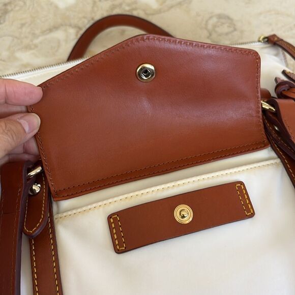 Dooney & Bourke Florentine Smith Bag Leather & White Nylon Vintage - Picture 7 of 16